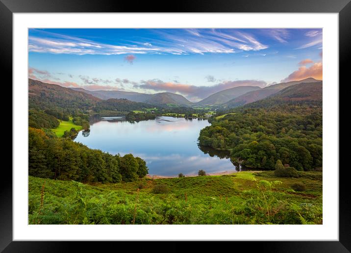 Lake Grasmere at dawn in Lake District Framed Mounted Print by Steve Heap