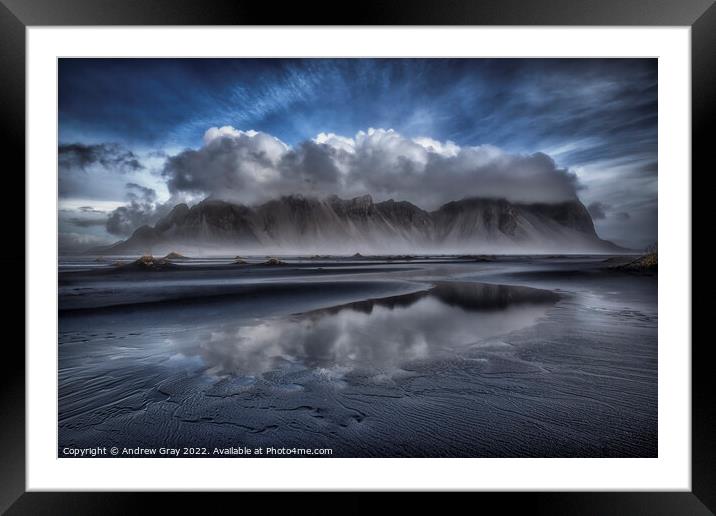 Vestrahorn Reflection Iceland Framed Mounted Print by Andy Gray