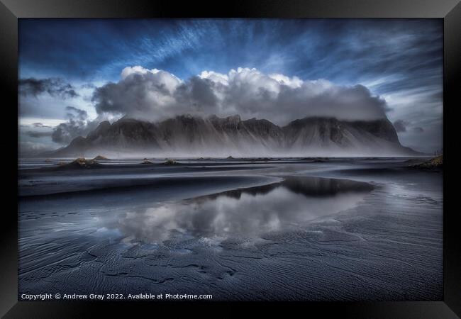 Vestrahorn Reflection Iceland Framed Print by Andy Gray