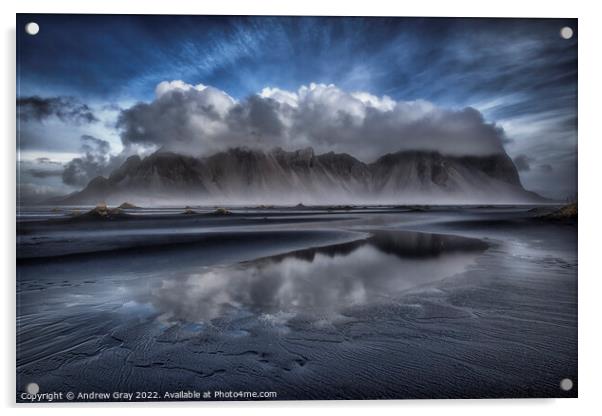 Vestrahorn Reflection Iceland Acrylic by Andy Gray