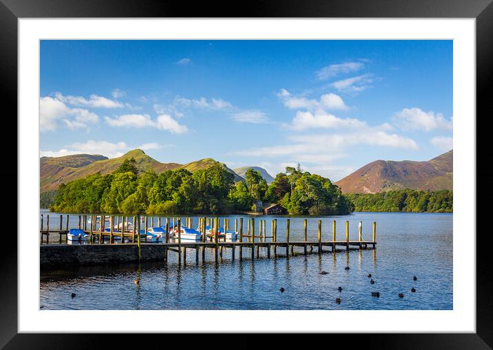 Boats on Derwent Water in Lake District Framed Mounted Print by Steve Heap