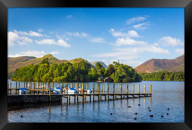 Boats on Derwent Water in Lake District Framed Print by Steve Heap