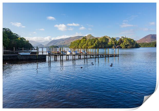 Boats on Derwent Water in Lake District Print by Steve Heap
