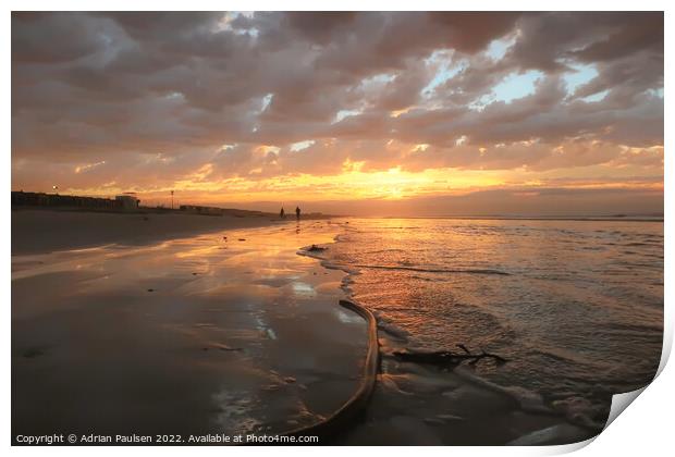 Sunrise over Muizenberg Beach Print by Adrian Paulsen