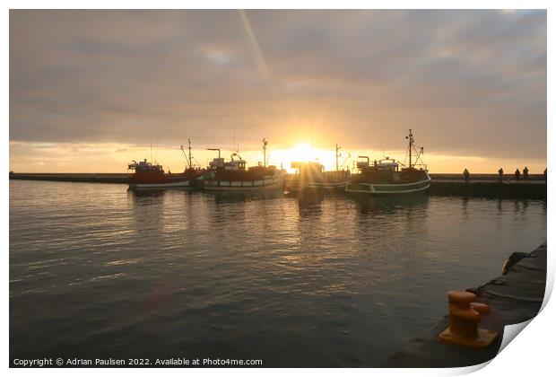 Sunrise at Kalk Bay Harbour Print by Adrian Paulsen