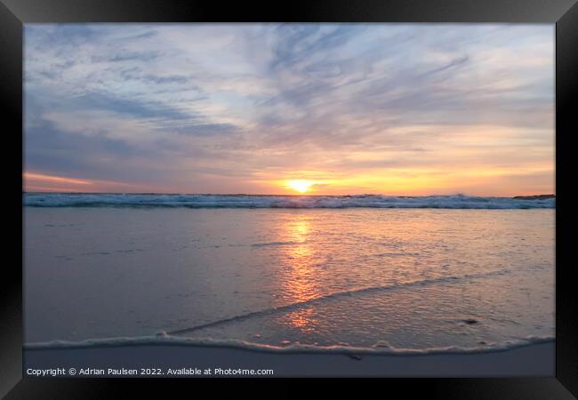 Sunset over Noordhoek Beach Framed Print by Adrian Paulsen