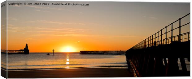 North Sea sunrise at the mouth of the River Blyth - Panorama Canvas Print by Jim Jones
