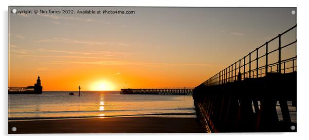 North Sea sunrise at the mouth of the River Blyth - Panorama Acrylic by Jim Jones