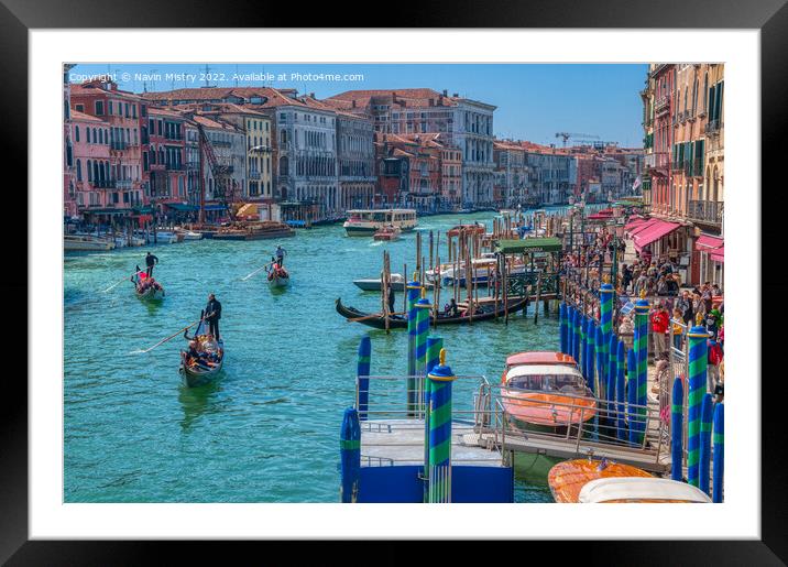 A view of the Grand Canal Venice Framed Mounted Print by Navin Mistry