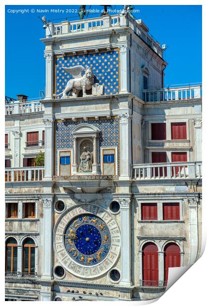 St Mark's Clocktower Venice Print by Navin Mistry