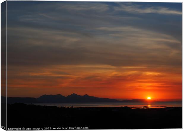 Isle of Rum Sunset From Arisaig Last Glimpse Canvas Print by OBT imaging