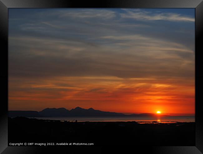 Isle of Rum Sunset From Arisaig Last Glimpse Framed Print by OBT imaging