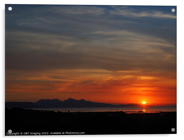 Isle of Rum Sunset From Arisaig Last Glimpse Acrylic by OBT imaging
