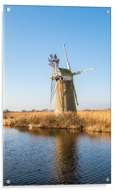 Norfolk drainage mill, How Hill Acrylic by Chris Yaxley