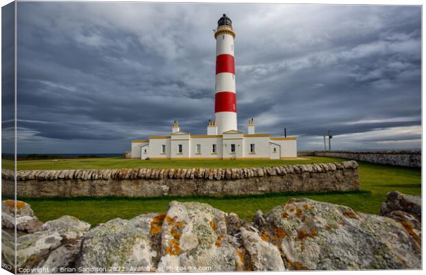 Tarbat Ness Lighthouse under a stormy sky Canvas Print by Brian Sandison
