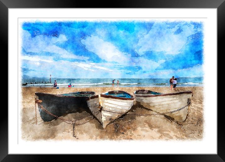 Boats on the Beach Framed Mounted Print by Helen Hotson