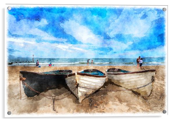 Boats on the Beach Acrylic by Helen Hotson