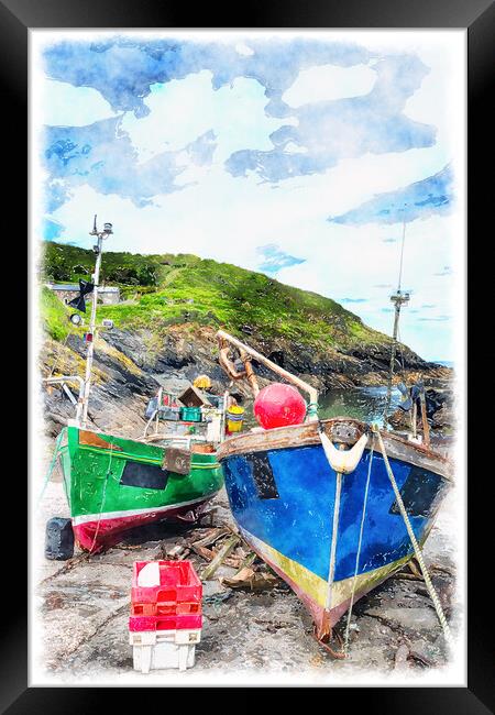Cornish Fishing Village Framed Print by Helen Hotson