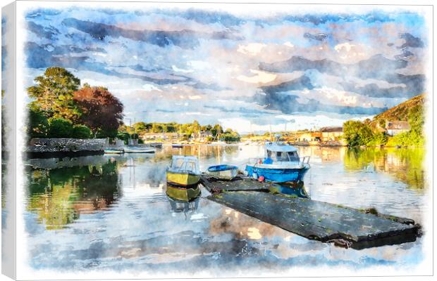 Boats on the River Canvas Print by Helen Hotson