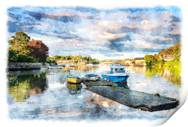Boats on the River Print by Helen Hotson