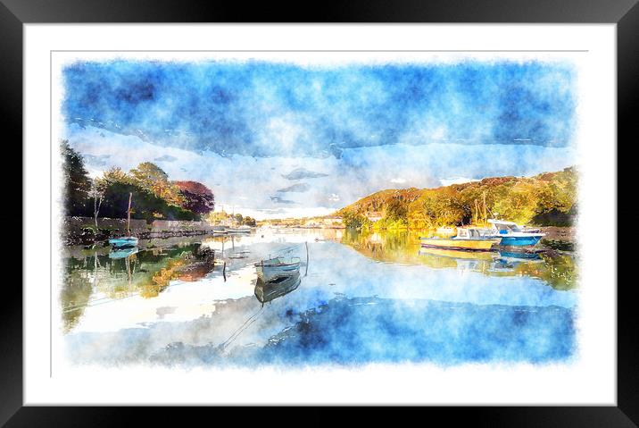 High Tide at Millbrook in Cornwall Framed Mounted Print by Helen Hotson