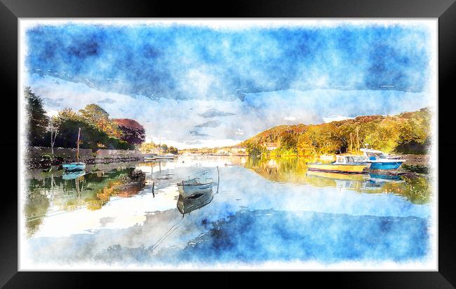 High Tide at Millbrook in Cornwall Framed Print by Helen Hotson