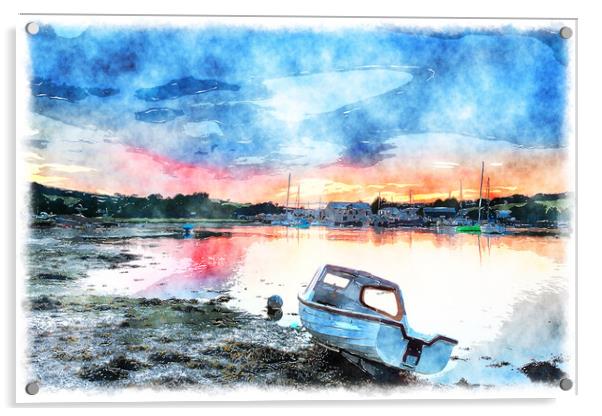 Sunset on the Tamar Acrylic by Helen Hotson