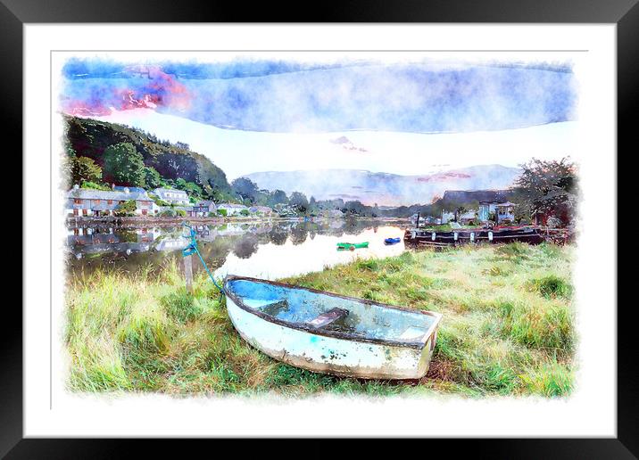 Boats on the River Lerryn Framed Mounted Print by Helen Hotson