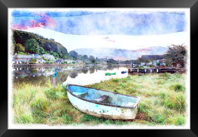 Boats on the River Lerryn Framed Print by Helen Hotson