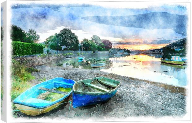 Sunrise on the River Tamar Canvas Print by Helen Hotson