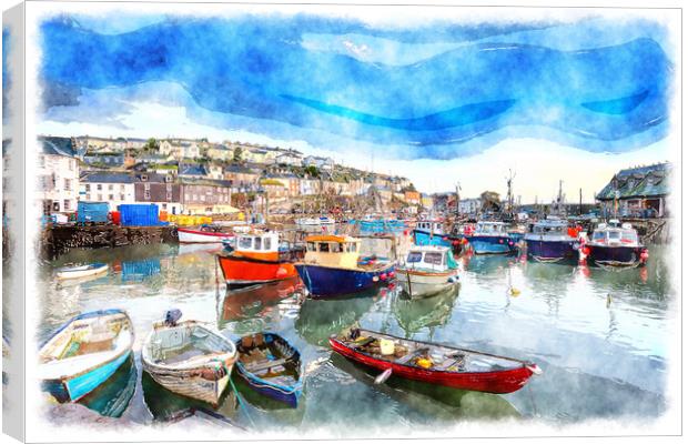 Cornish Coast Painting Canvas Print by Helen Hotson