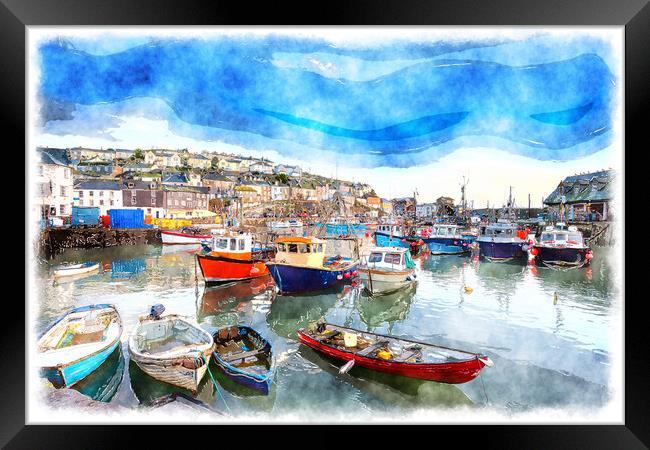 Cornish Coast Painting Framed Print by Helen Hotson
