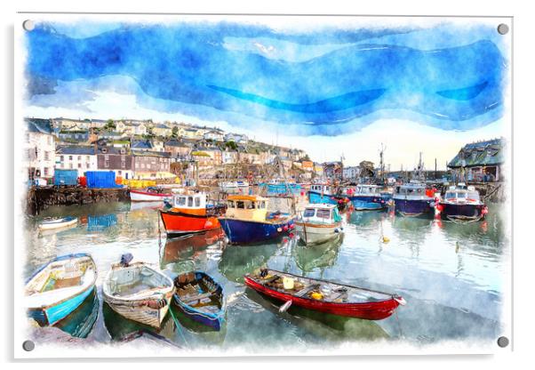 Cornish Coast Painting Acrylic by Helen Hotson