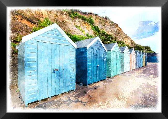 Beach Huts Painting Framed Print by Helen Hotson