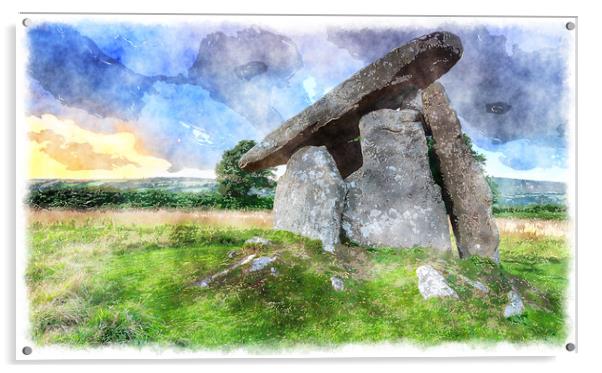 Trethevy Quoit Painting Acrylic by Helen Hotson