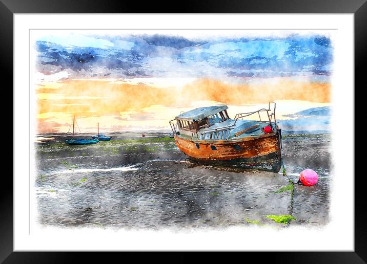 Fishing Boat on the Beach at Instow Painting Framed Mounted Print by Helen Hotson