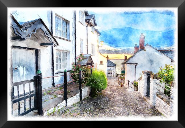 Clovelly Painting Framed Print by Helen Hotson