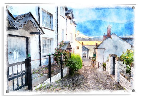 Clovelly Painting Acrylic by Helen Hotson