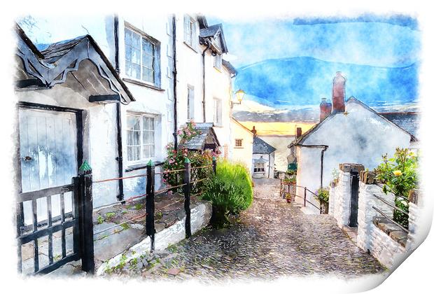 Clovelly Painting Print by Helen Hotson