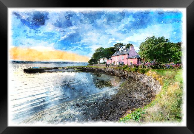 Empacombe Quay in Cornwall Painting Framed Print by Helen Hotson