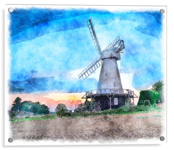 Woodchurch Windmill Painting Acrylic by Helen Hotson