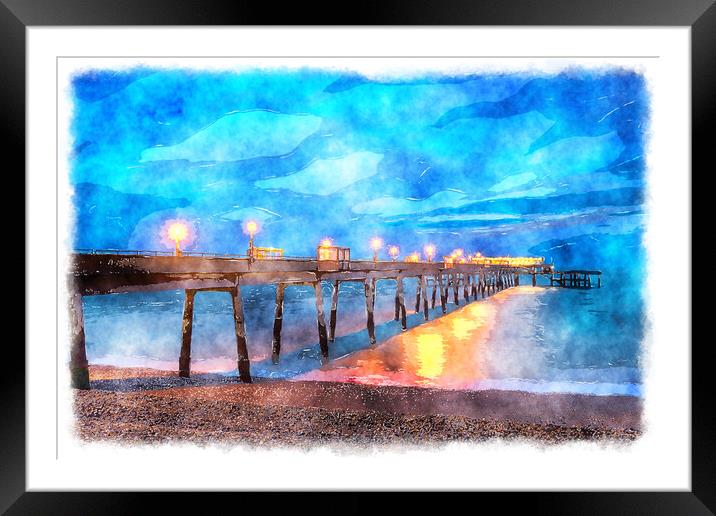 Deal Pier Painting Framed Mounted Print by Helen Hotson