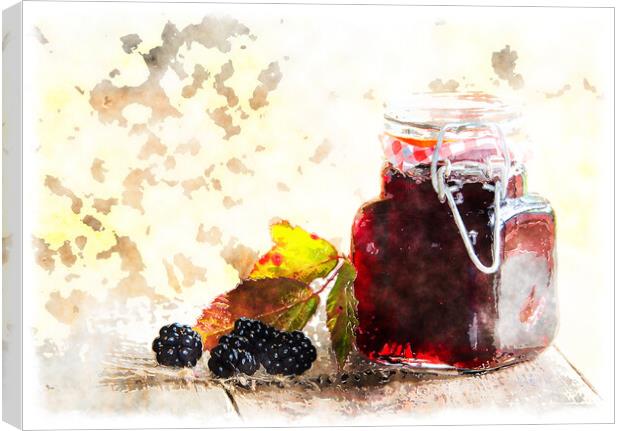 Homemade Blackberry Jam Painting Canvas Print by Helen Hotson