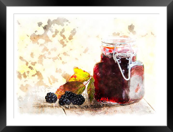 Homemade Blackberry Jam Painting Framed Mounted Print by Helen Hotson