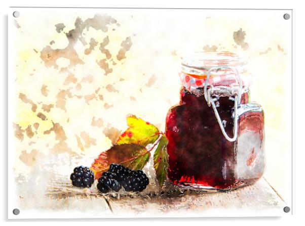 Homemade Blackberry Jam Painting Acrylic by Helen Hotson
