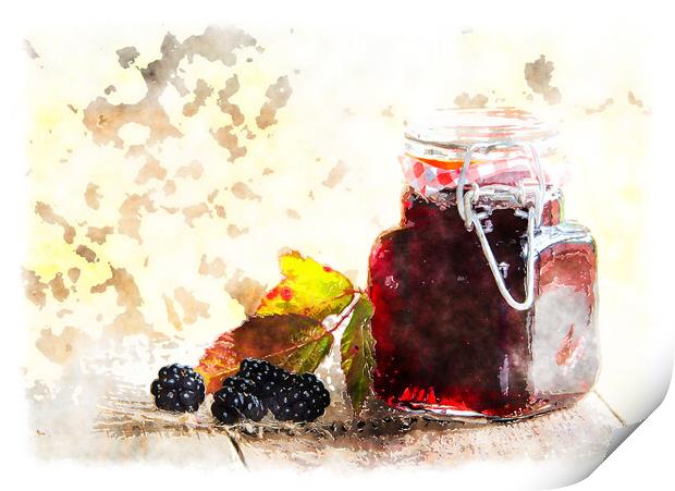 Homemade Blackberry Jam Painting Print by Helen Hotson