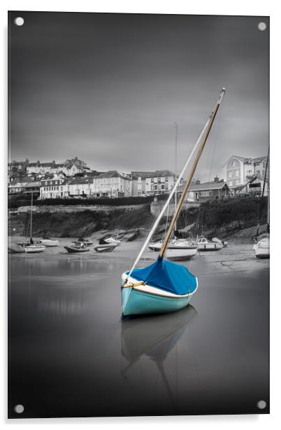 Boat at low tide in New Quay, Wales Acrylic by Alan Le Bon