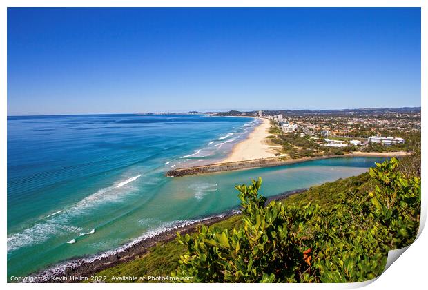 View from Burleigh Heads National Park  on a sunny summer's day  Print by Kevin Hellon