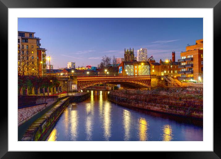 Leeds Crown Point Bridge At Dusk Framed Mounted Print by Alison Chambers