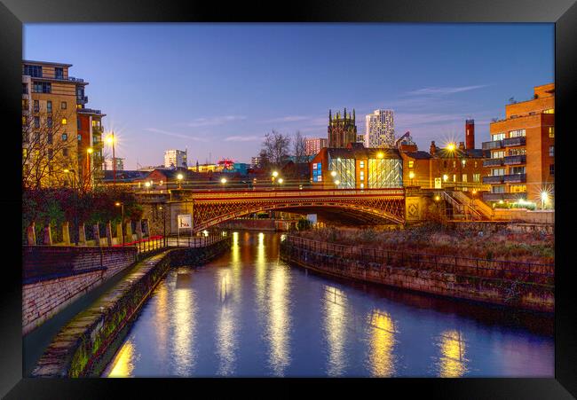 Leeds Crown Point Bridge At Dusk Framed Print by Alison Chambers